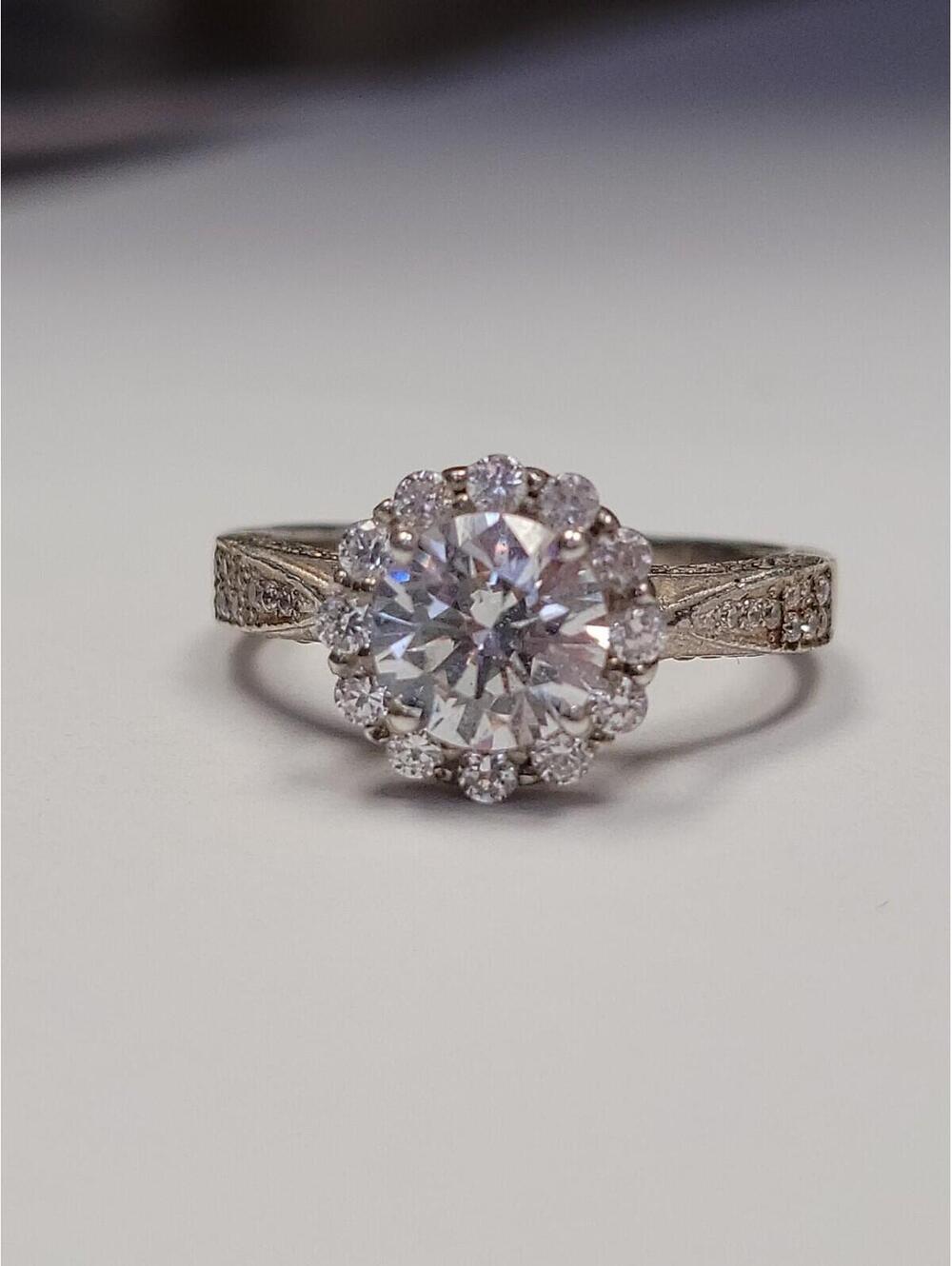 Beautiful Sterling Silver Cubic Zirconia Engagement Ring Size 7 $59